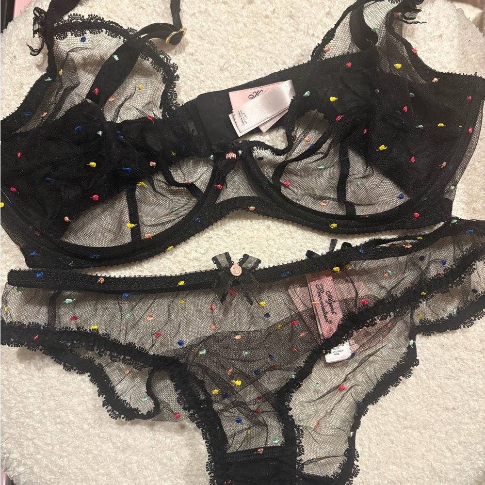 Agent Provocateur Black Lingerie Set with Colorful Accents